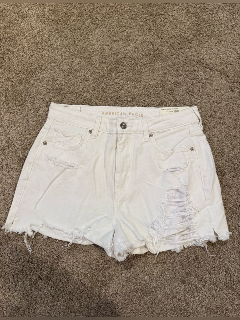 American Eagle Outfitters White Distressed Denim Cutoff Shorts